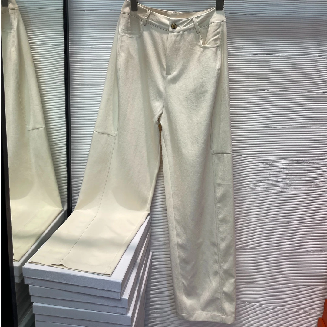 9552#欧洲站宽松休闲女士阔腿裤杏