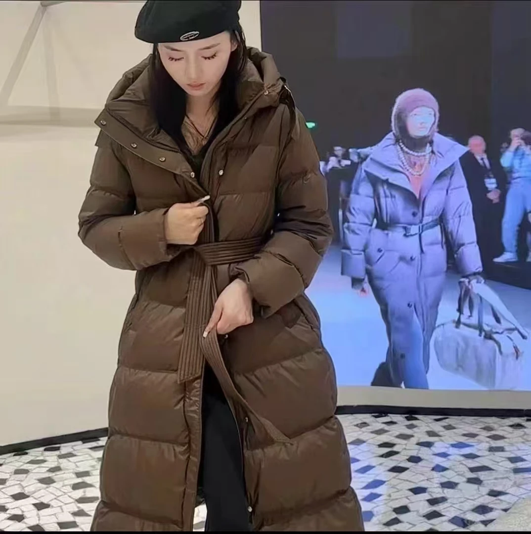 连帽中长款冬季长款女款厚款韩版收腰合格品