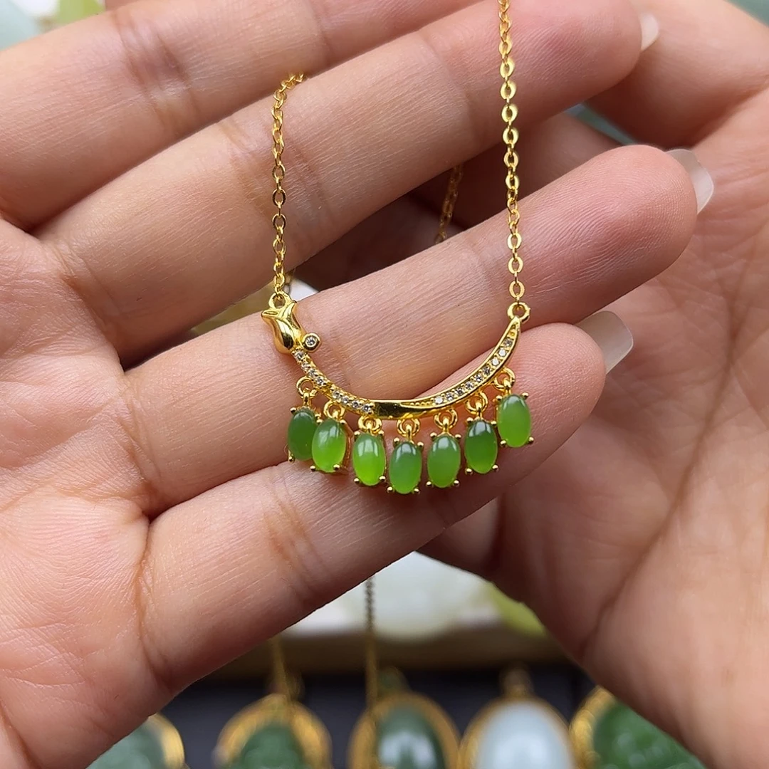 和田玉银S925镶嵌颈饰