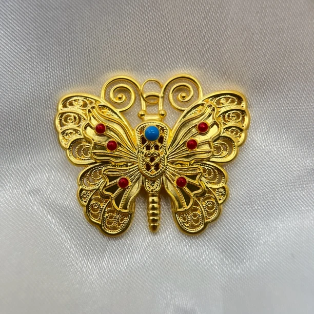 足金饰品/珐琅蝴蝶吊坠/1.77/1B121457-1.77/h