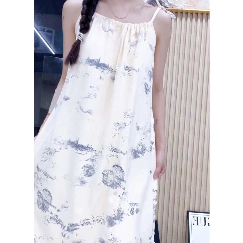 吊带睡裙女带胸垫卡通可爱休闲韩版过膝甜美夏季出片少女感连衣裙