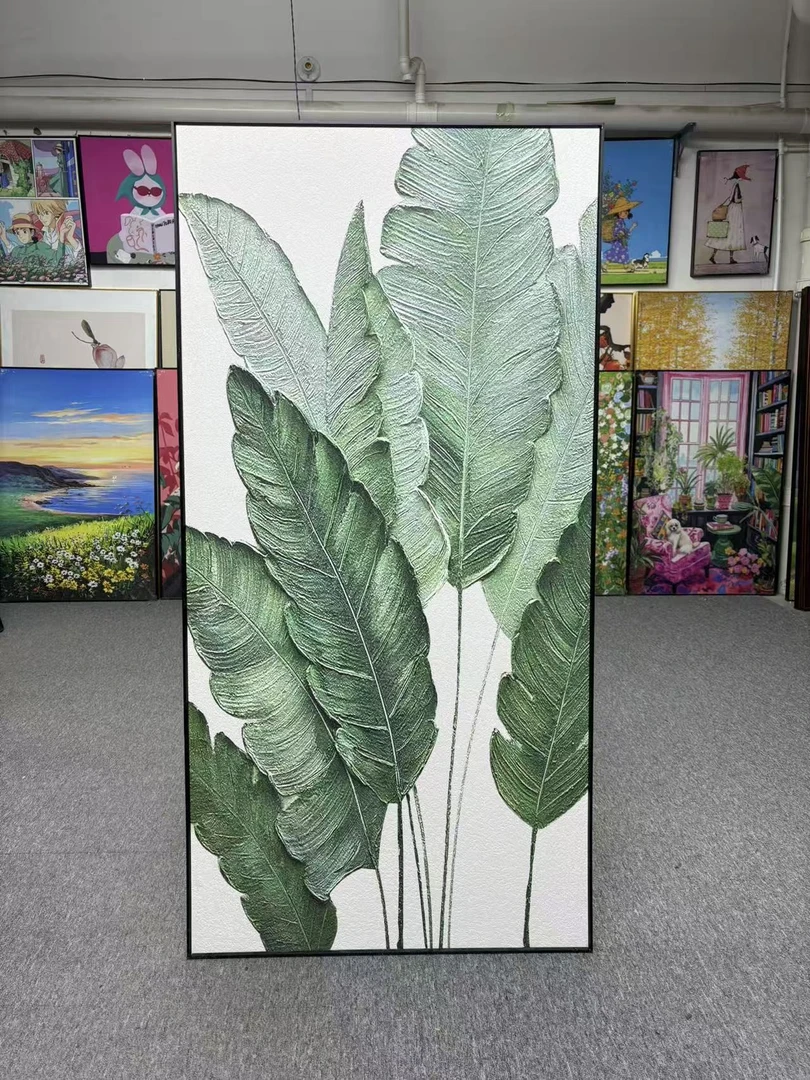 高端砂岩装饰画客厅沙发背景墙走廊玄关家大业大装饰画叶子80160