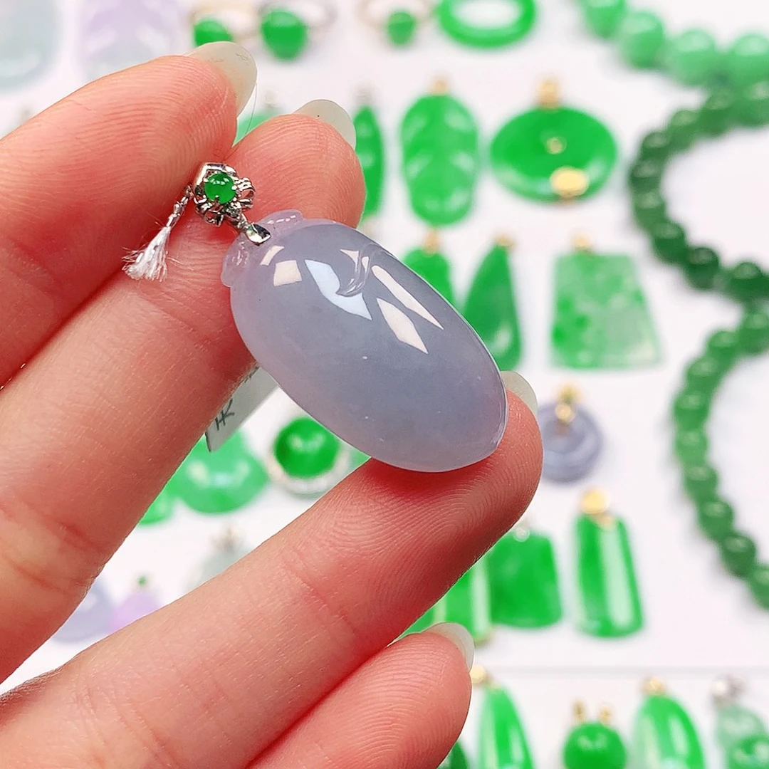 吊坠(不含链)18K金镶嵌翡翠