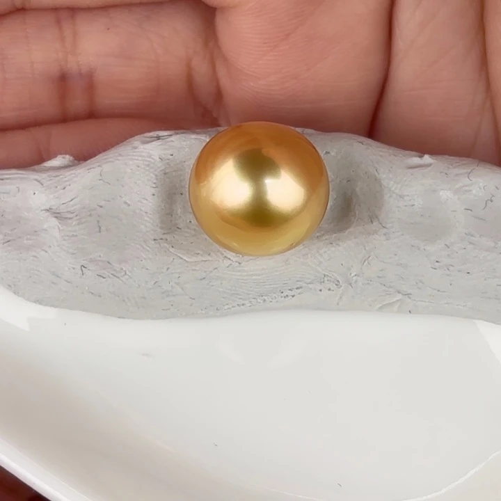 定制海水珍珠未镶嵌裸珠12-13mm金珠一颗