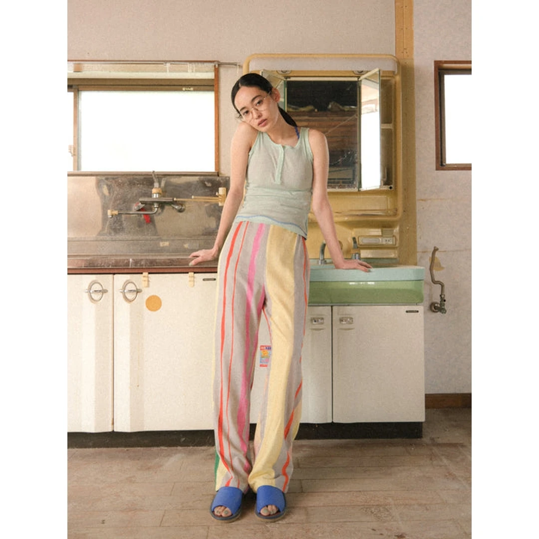 MonTendre【知性条纹裤】P水彩条纹设计感小众度假风直筒宽松阔腿裤