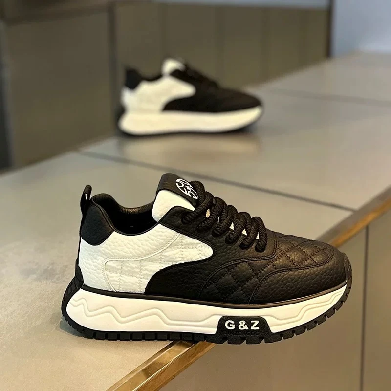 欧洲站男鞋2026青少年学生运动厚底小白板鞋休闲增高阿甘老爹百搭