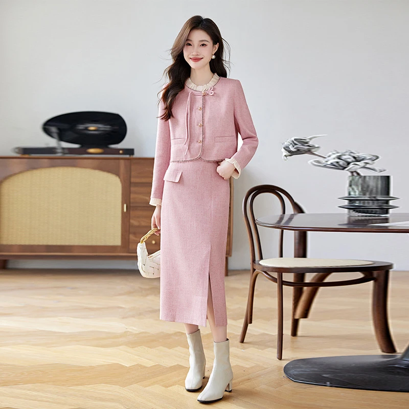 小香风套装女秋季新款高级感气质新中式外套半身裙两件套