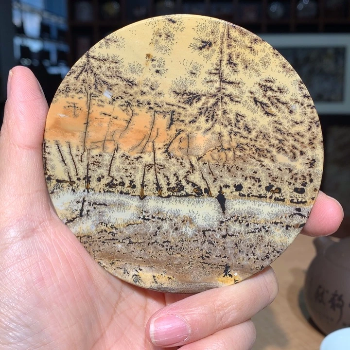 广西国画石摆件，手把件，茶杯垫