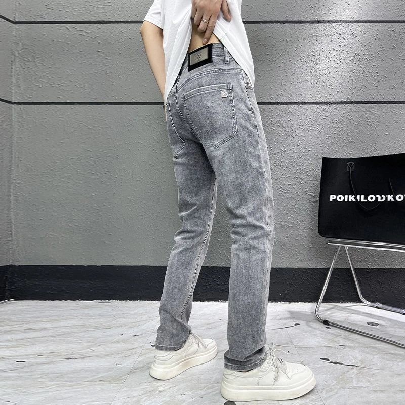 2025年春季新款浅灰色高端牛仔裤男士春款宽松百搭直筒裤休闲长裤