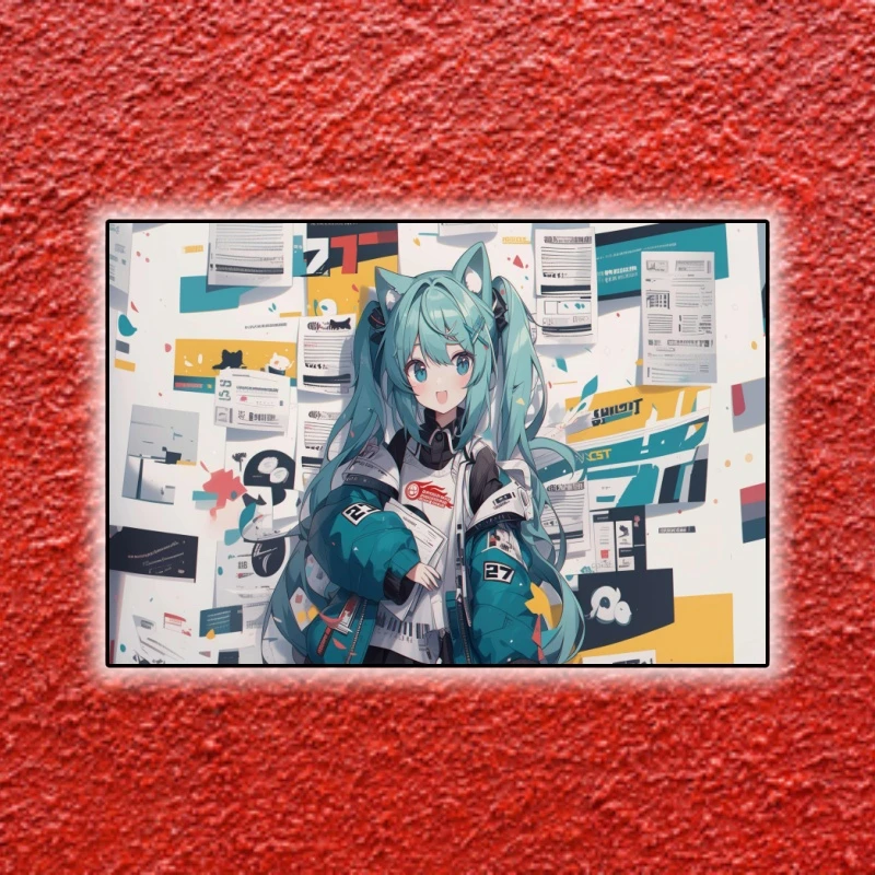 [B1]初音未来美少女电竞房客厅卧室现代装饰画PVC40*60