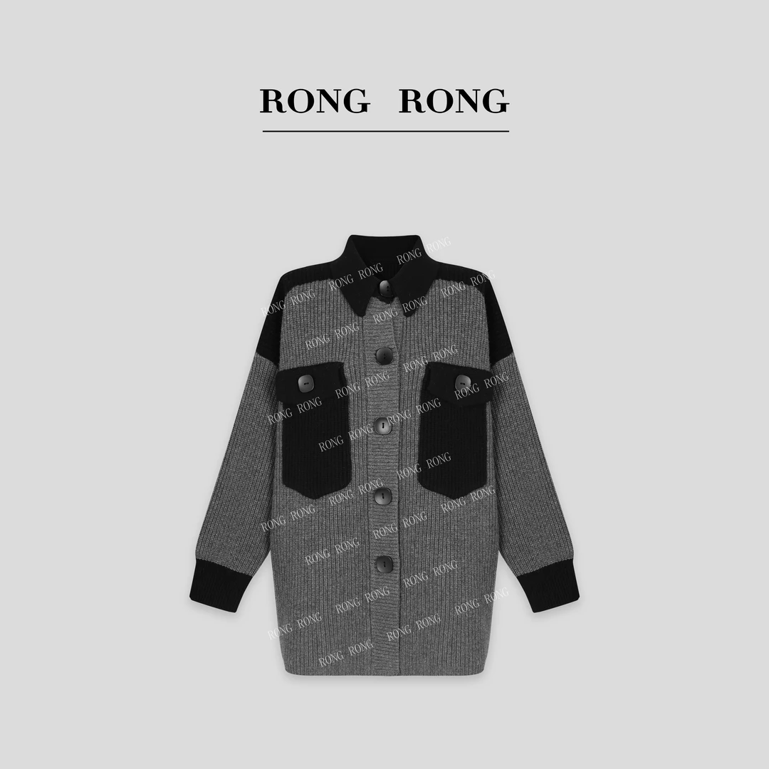 溶溶S【优雅大方】RONGRONG26支100绵羊毛开衫毛衣 RR37083-1.6S001