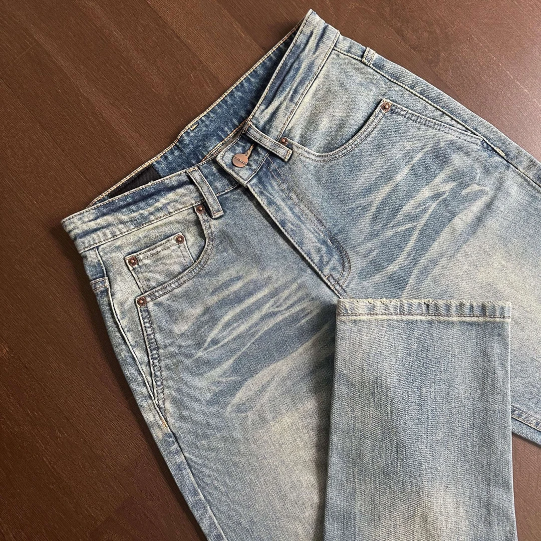 RR423FF  Ursimaun Fera MB 猫须复古做旧直筒合身牛仔长裤