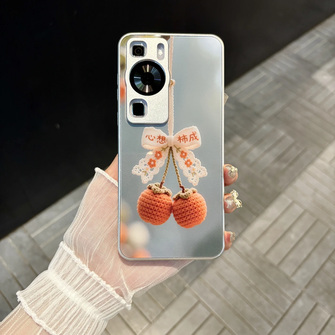 苹果/华为/oppo/vivo/小米 心想柿成适用p60肤感玻璃防摔手机壳