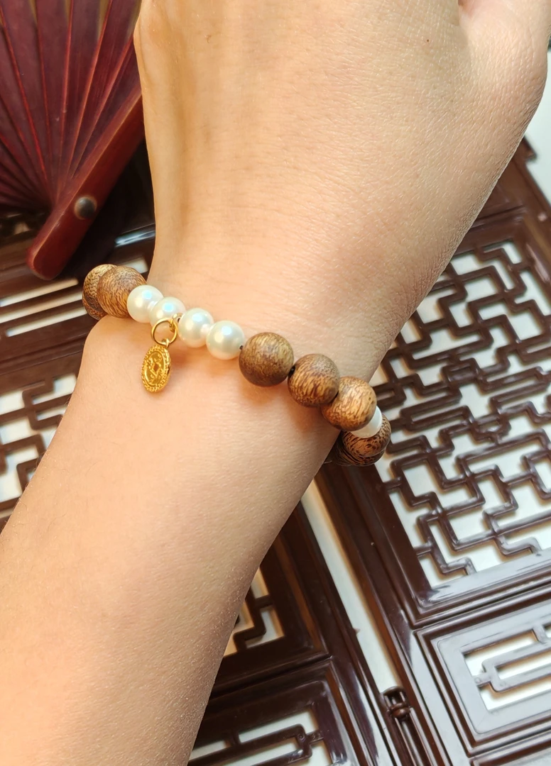 奇楠沉香珍珠平安手串