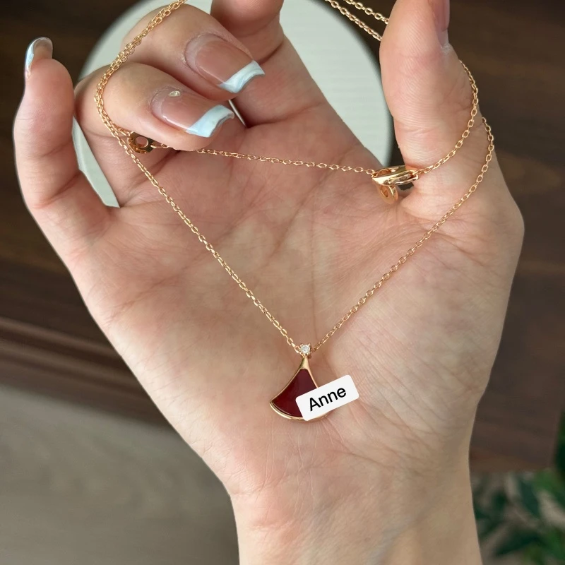 铜合金项链 温柔红色单锆小裙子高级感项链【X807】