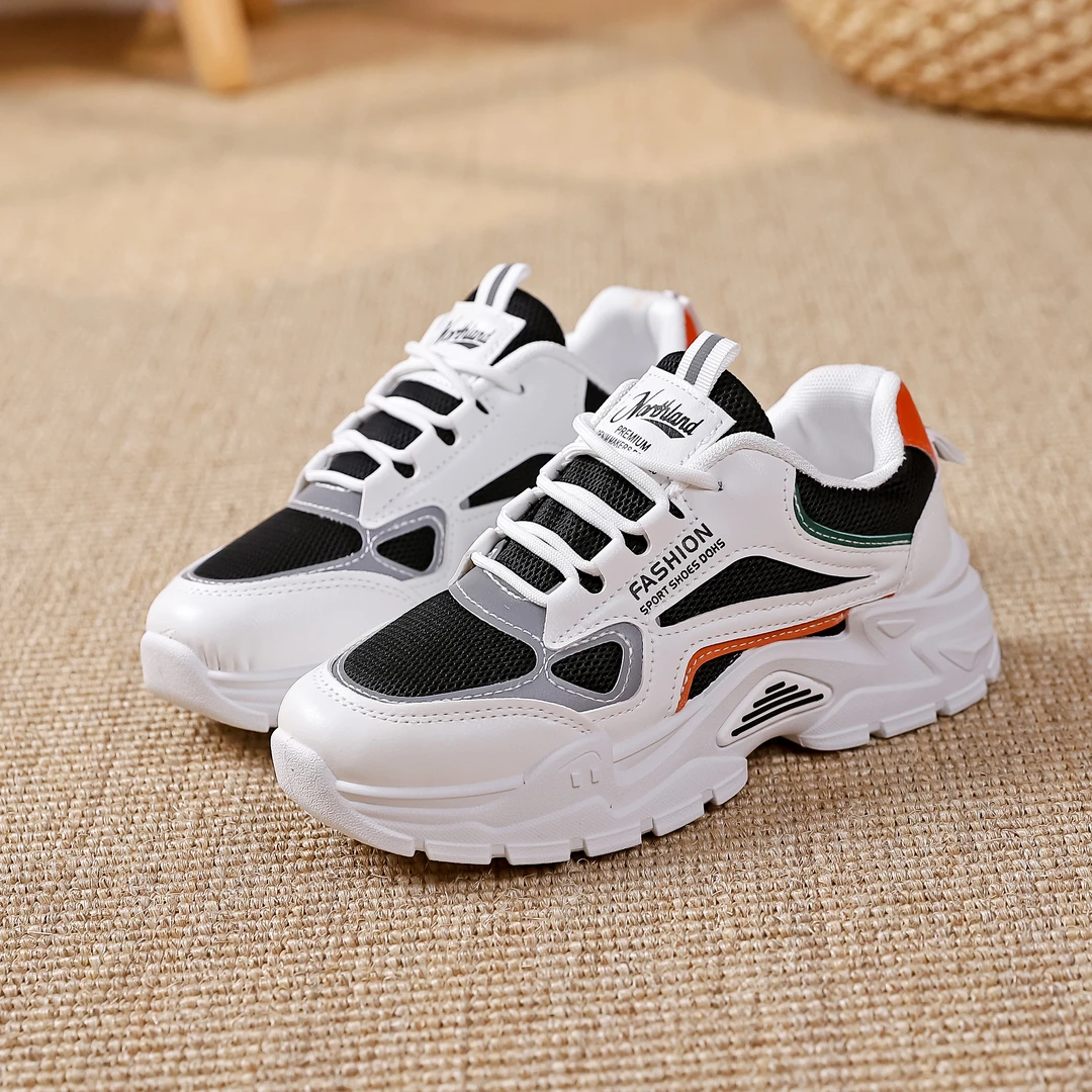 女2024春季新款透气学生韩版百搭厚底老爹鞋休闲鞋小白鞋HH183-1