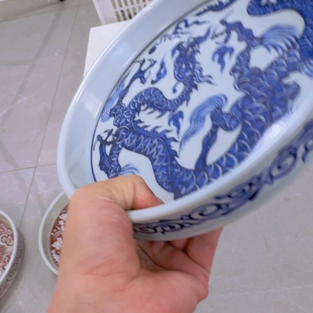 酷***•瓷片青花铠甲龙干泡台