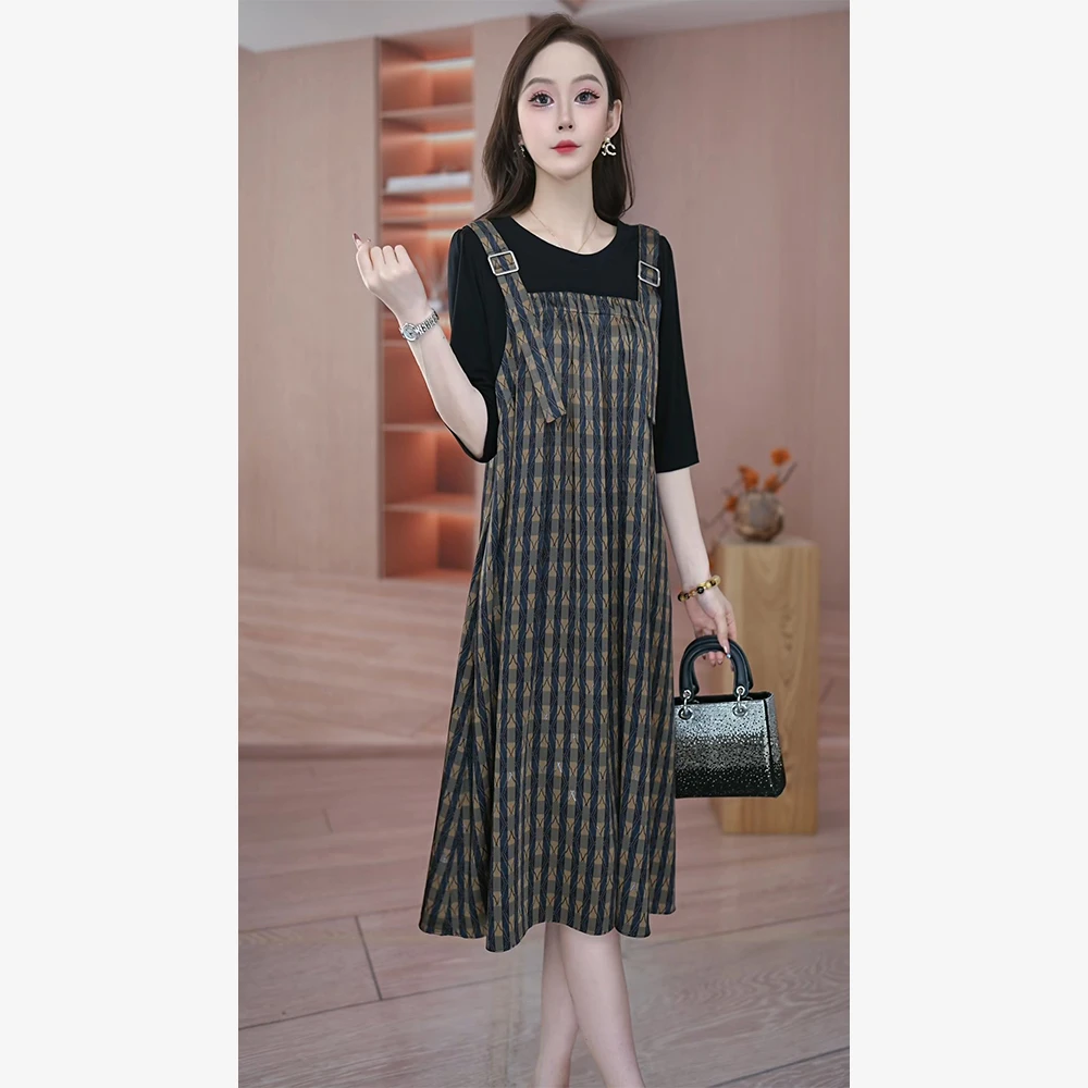 妍2025新款夏季气质优雅时尚洋气百搭显瘦女装连衣裙#01