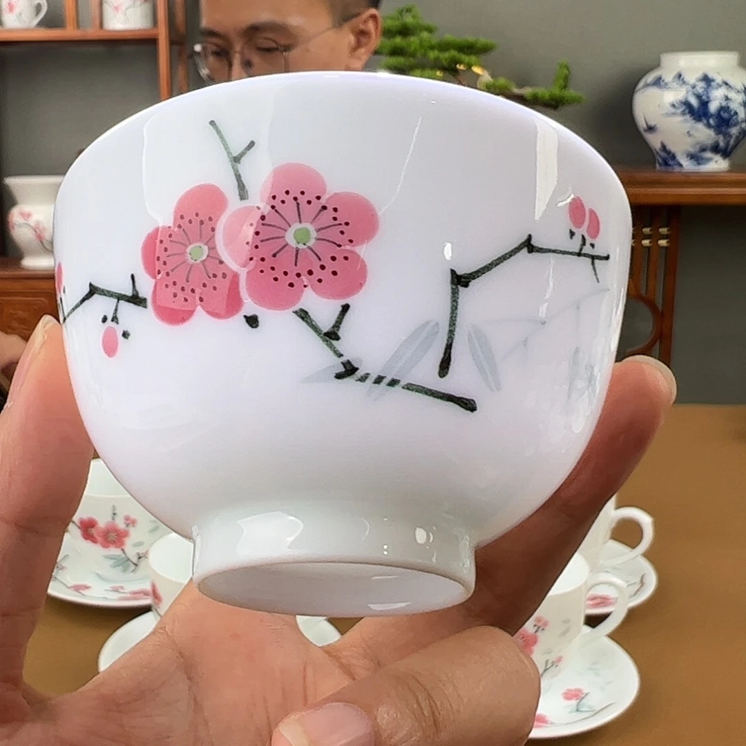 滑石子 翠竹红梅直口杯