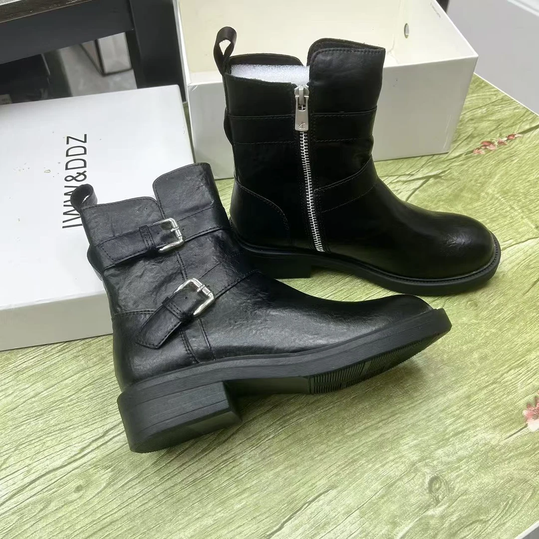 无品牌严选 22155 秋冬（鞋底手工车线）真皮马丁靴时尚百搭皮靴子