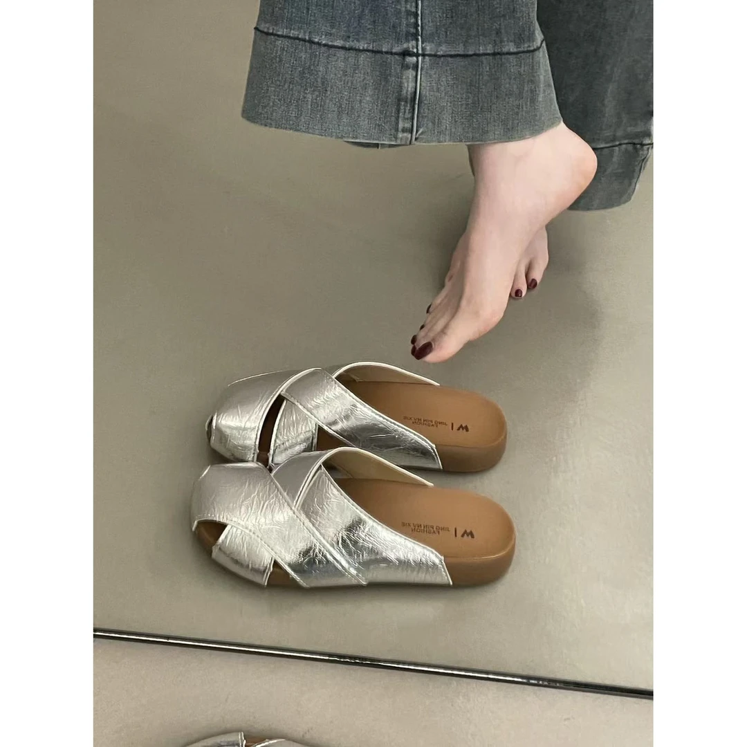 秋休闲款法式拖鞋女新款配裙子包头拖鞋198-6