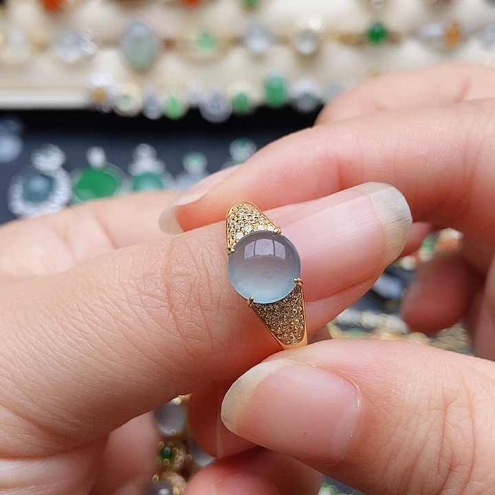 翡翠戒指银S925镶嵌戒指1258