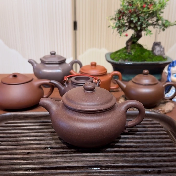 茶壶紫砂仿古老紫泥带矿