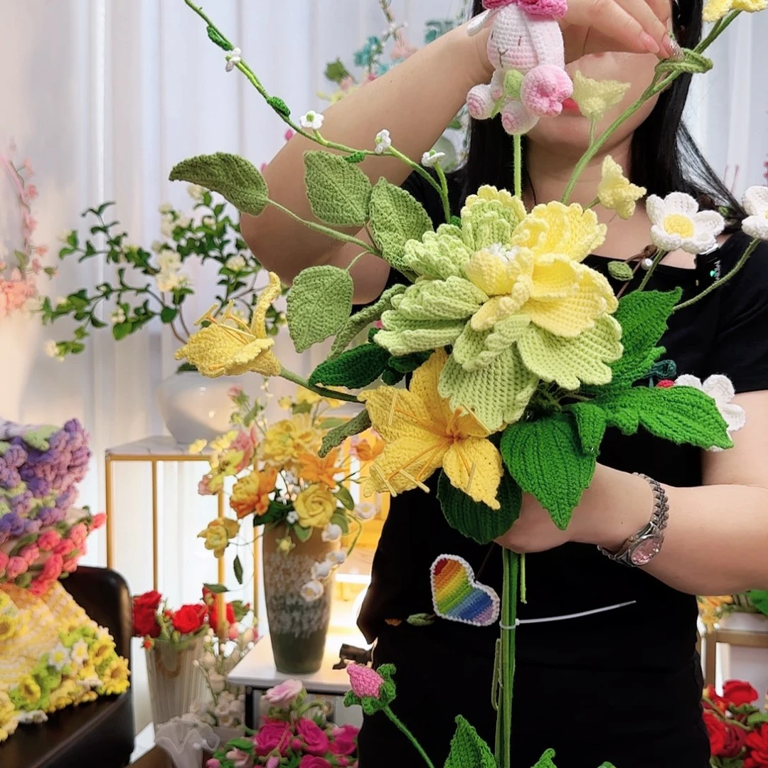莱赛尔纤维棉手工钩织花束