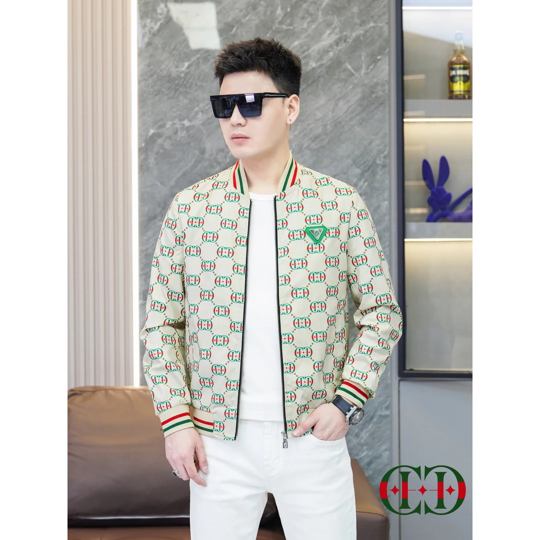 男士新款潮流印花修身2025 立领夹克潮牌时尚休闲帅气百搭外套