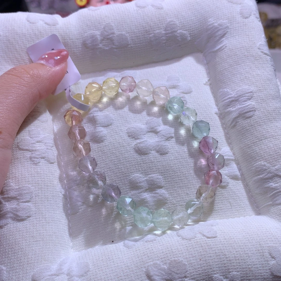 水晶银S925镶嵌手串萤石切面