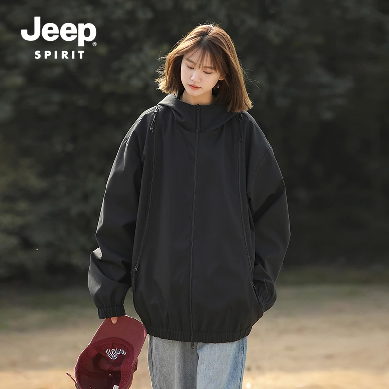 JEEPSPIRIT吉普2025春秋季新款户外夹克潮流男女同款简约夹克外套
