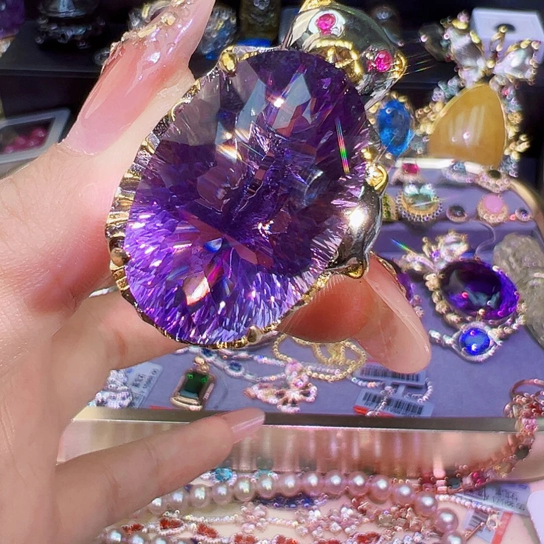 紫水晶银S925镶嵌水晶