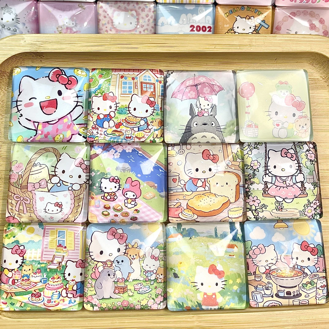 【4*4混款kt】kt方形水晶玻璃冰箱贴磁吸家具装饰二创