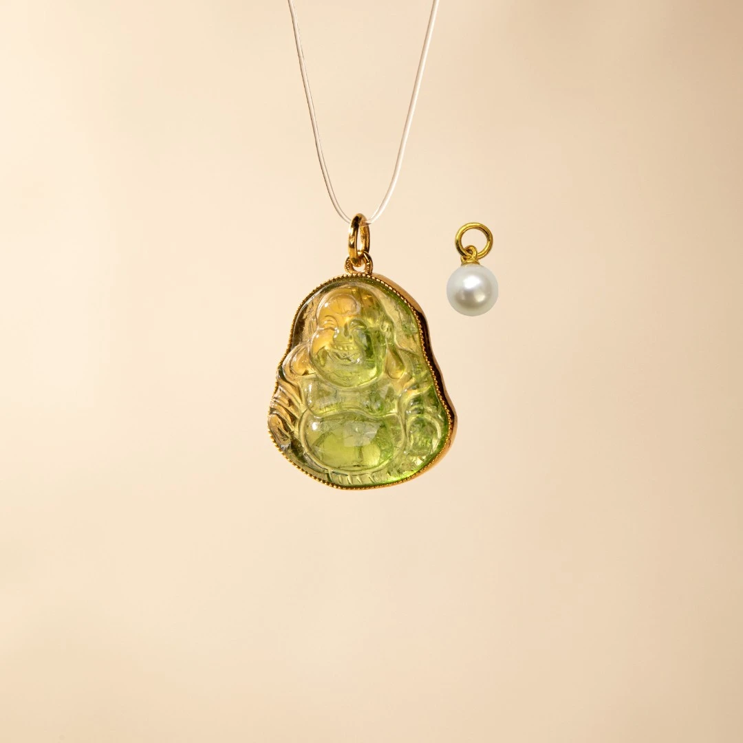 有求（球）必应【佛公】绿碧玺吊坠17*16*4mm 18K金 赠925银链