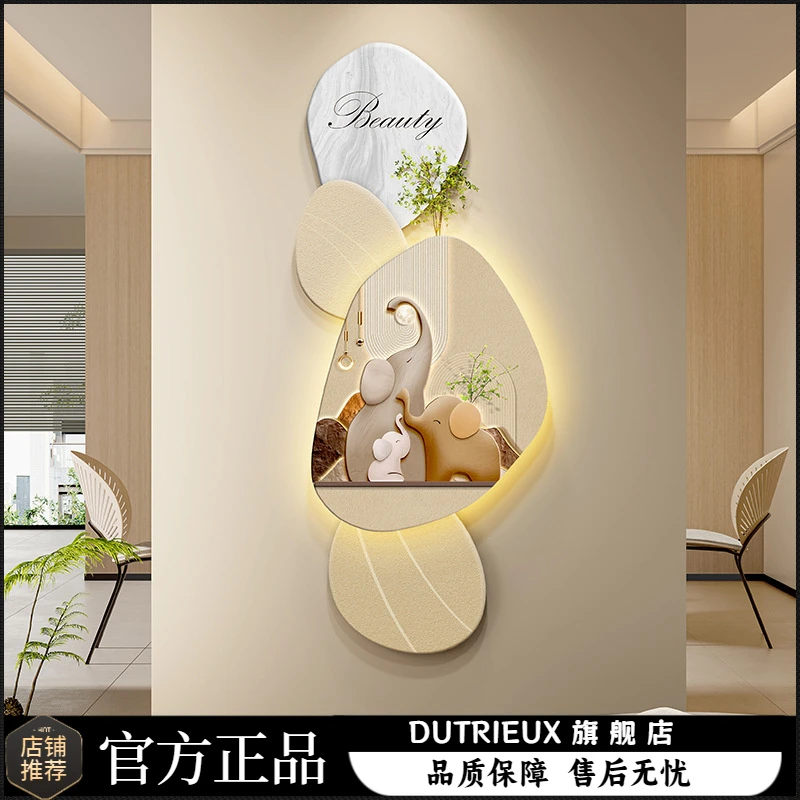 侘寂风LED灯发光玄关装饰壁画晶瓷电视机墙挂画组合餐厅墙面装饰