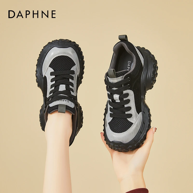 达芙妮厚底老爹鞋女款秋季2025新款爆款网面小个子增高运动休闲鞋