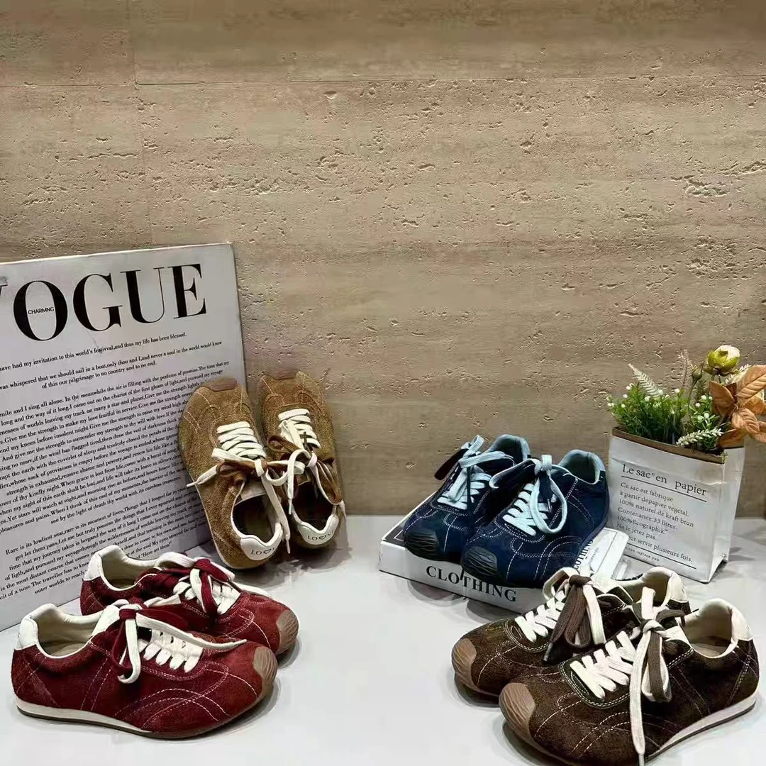 NB复古德训鞋女平底阿甘鞋2025秋季新款百搭歪头软底休闲运动鞋