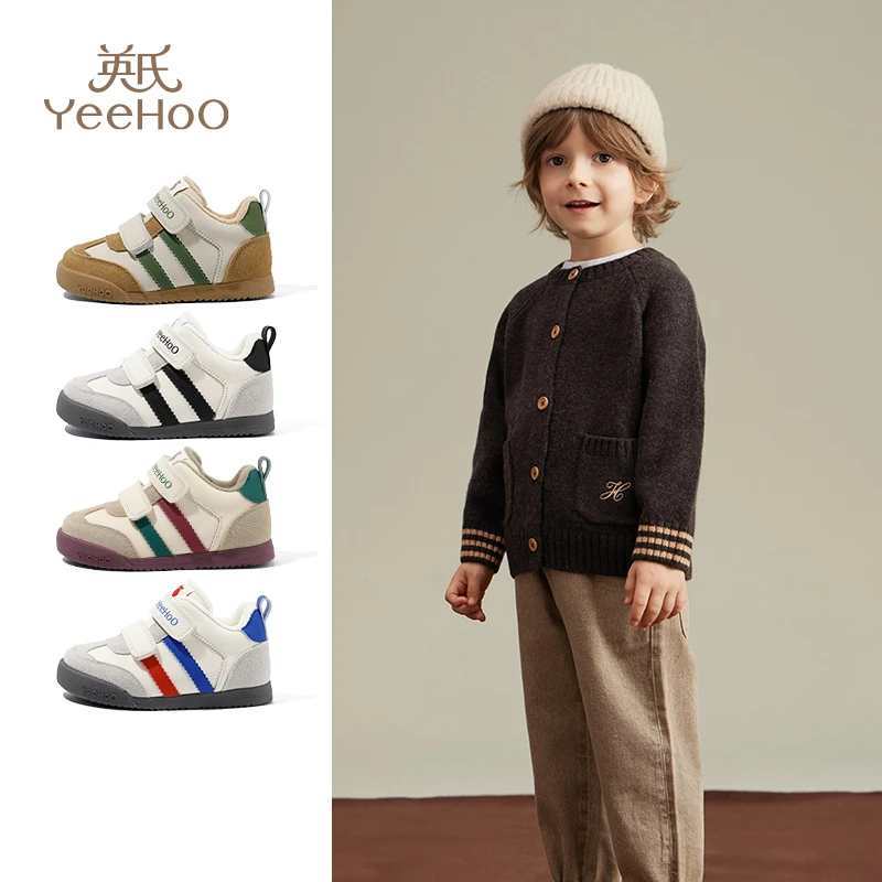 英氏童鞋儿童板鞋秋冬新款二棉鞋男童防滑运动鞋宝宝软底女童鞋子