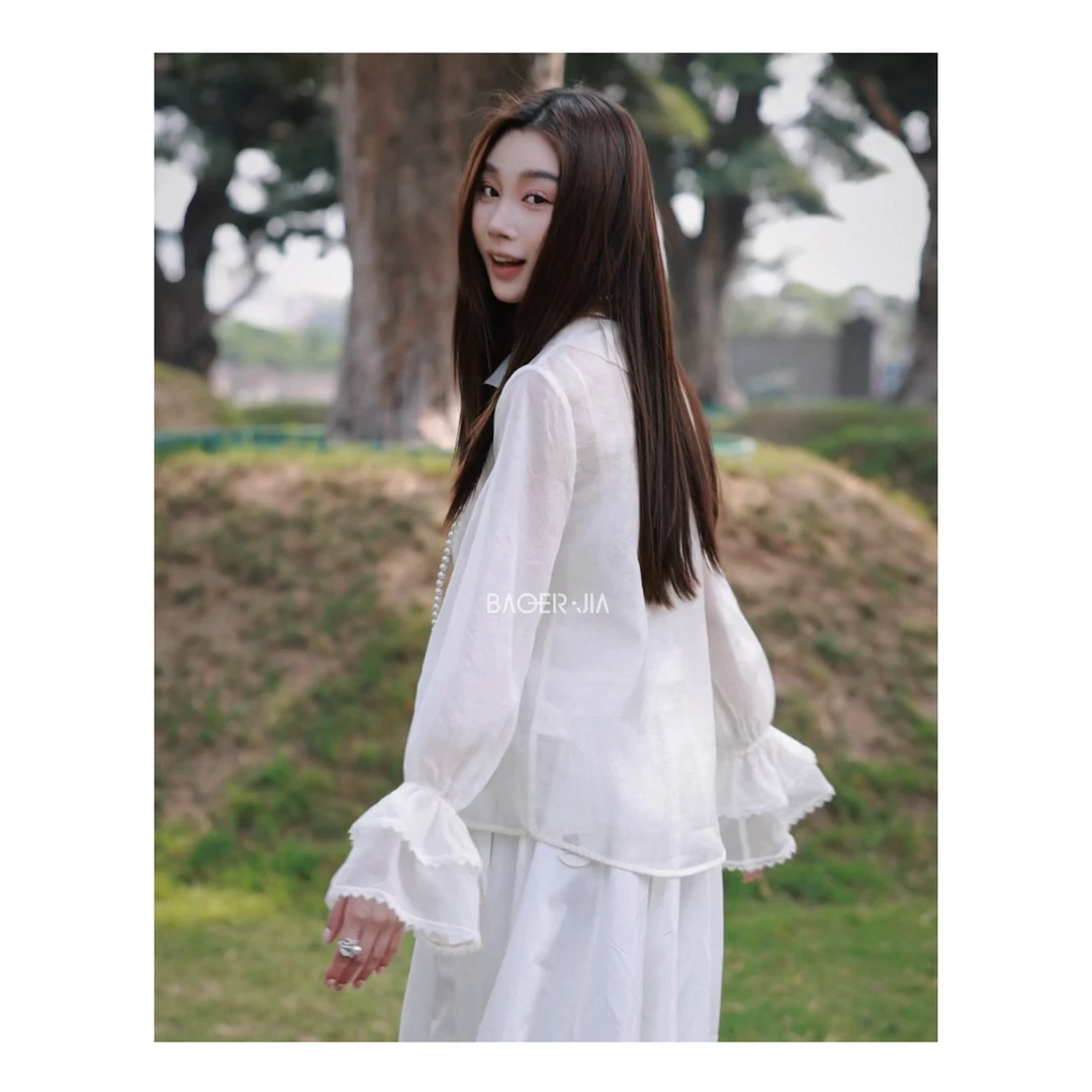 9-【法式罩衫】宝儿家含幂BK63825102早春法式高级感桑蚕丝提花衬衫