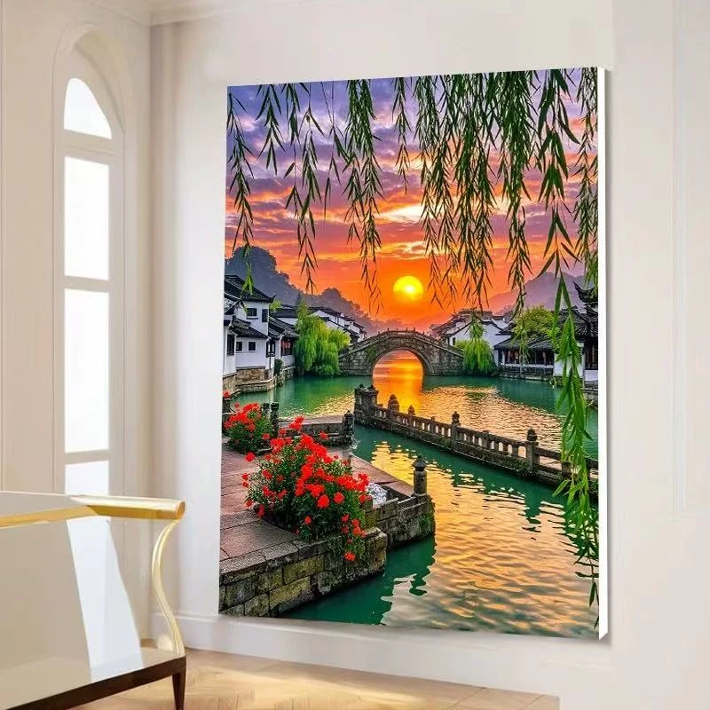 日出江南|数字油画diy真心遮盖六代颜料填涂色手绘礼物油彩装饰画