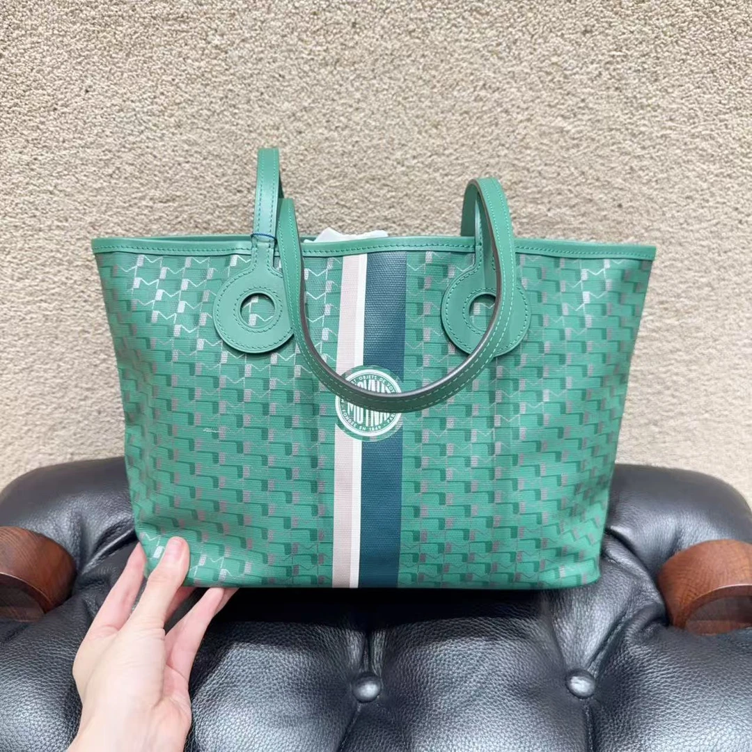 99新 MOYNAT/摩奈 Toile1920 印花帆布拼皮 小号托特包