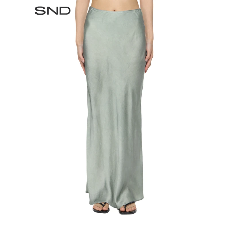 【DEPLUMER 设计师品牌】SND SS25 斜裁鱼尾长半裙 粉+绿