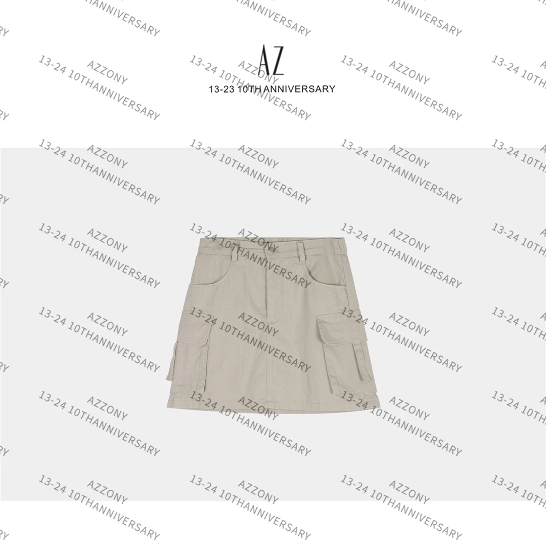 AZ-XJ 麻色工装裙 2025夏款NEW