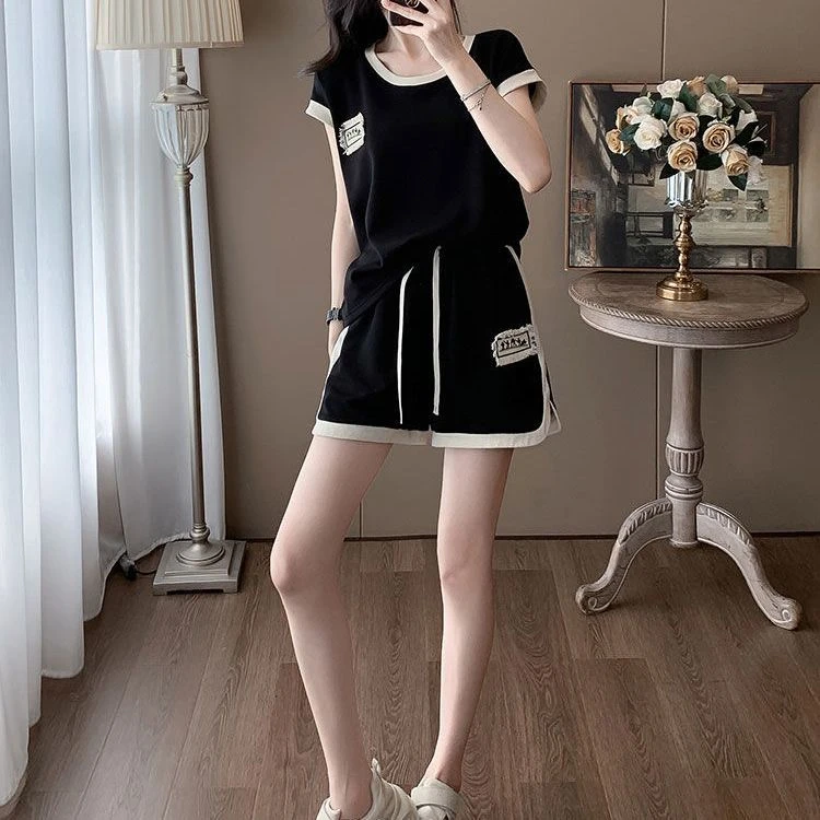 情侣闺蜜装宽松运动套装女夏薄款短袖+裤子显瘦休闲减龄潮同款