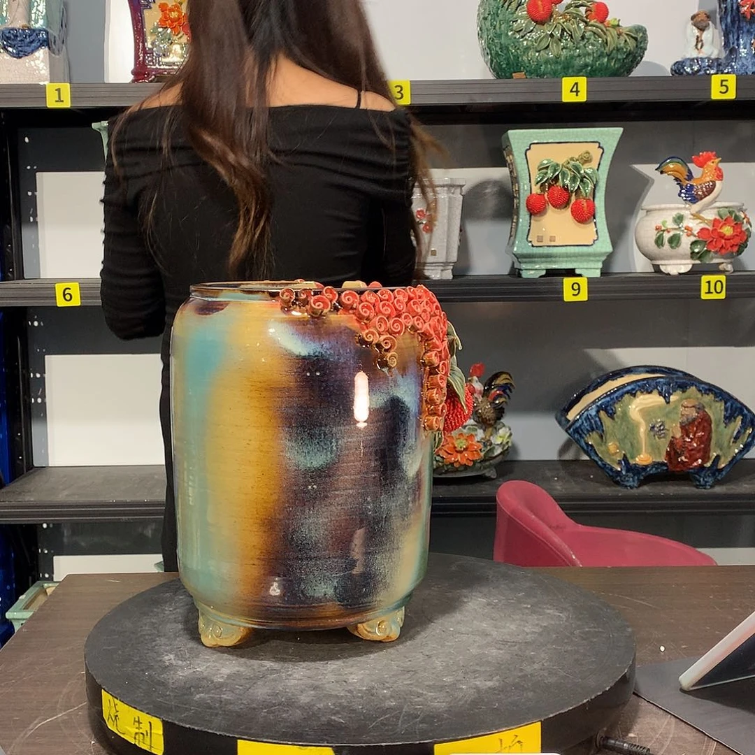 长***风高温烧制石湾盆花盆