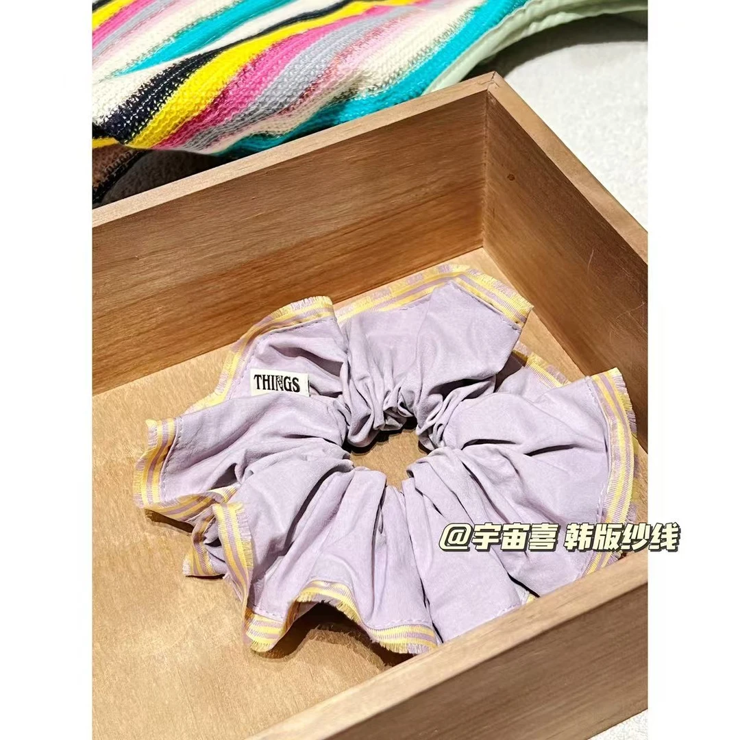 M5-119【灰紫色黄色花边字母大肠发圈韩版发圈】