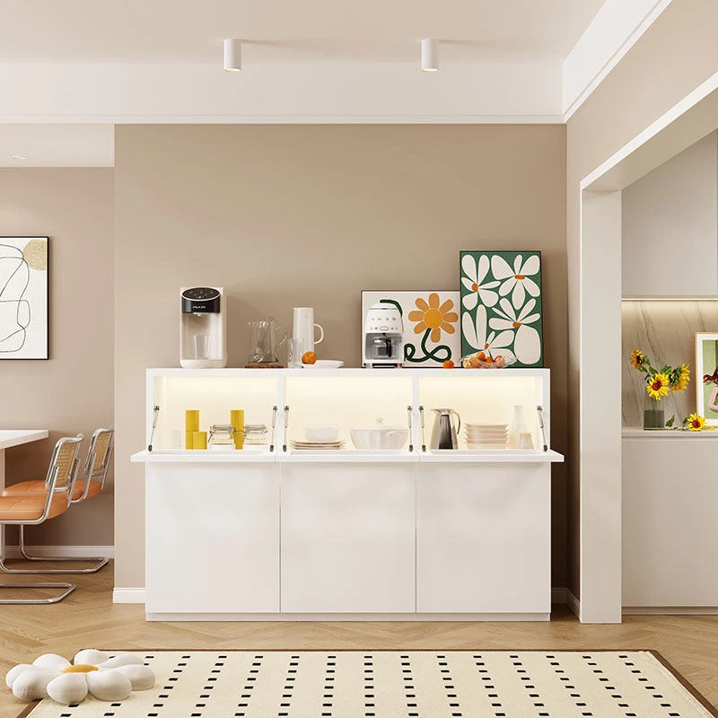 钢制家用餐边柜隐形门零食收纳柜餐厅靠墙儿童喂养台置物柜储物柜