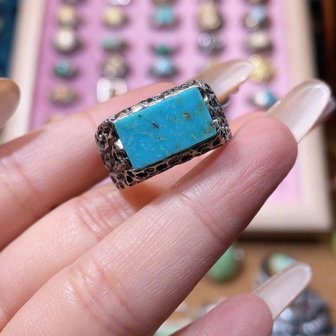 T***k绿松石银S925镶嵌戒指戒指