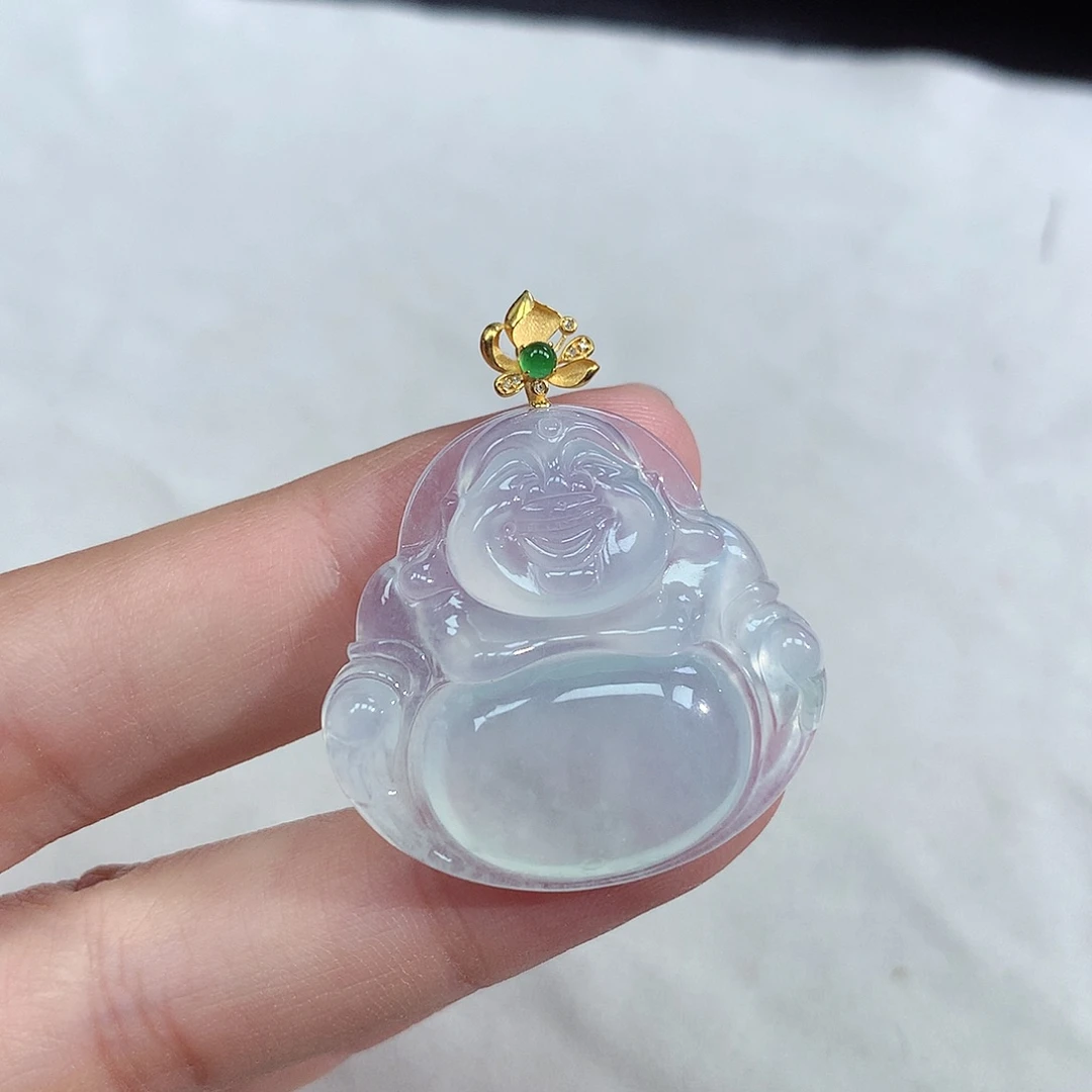 翡翠18K金镶嵌颈饰佛公