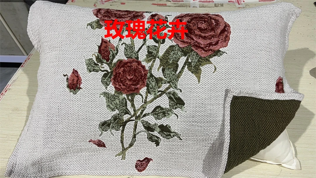 【京会社】纯棉多层纱布枕巾一对装 52*75cm 玫瑰花卉